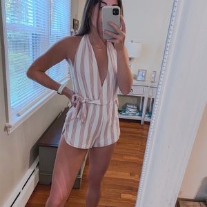Pink and White Romper